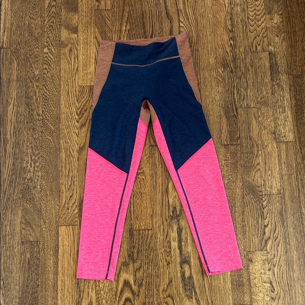 Outdoor Voices Leggings in Pink and Navy and brown